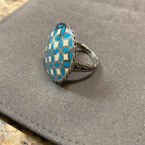 John Hardy authentic women’s blue & white patterned ring